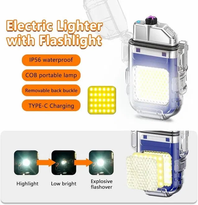 Metal Black LED Flashlight Lighter